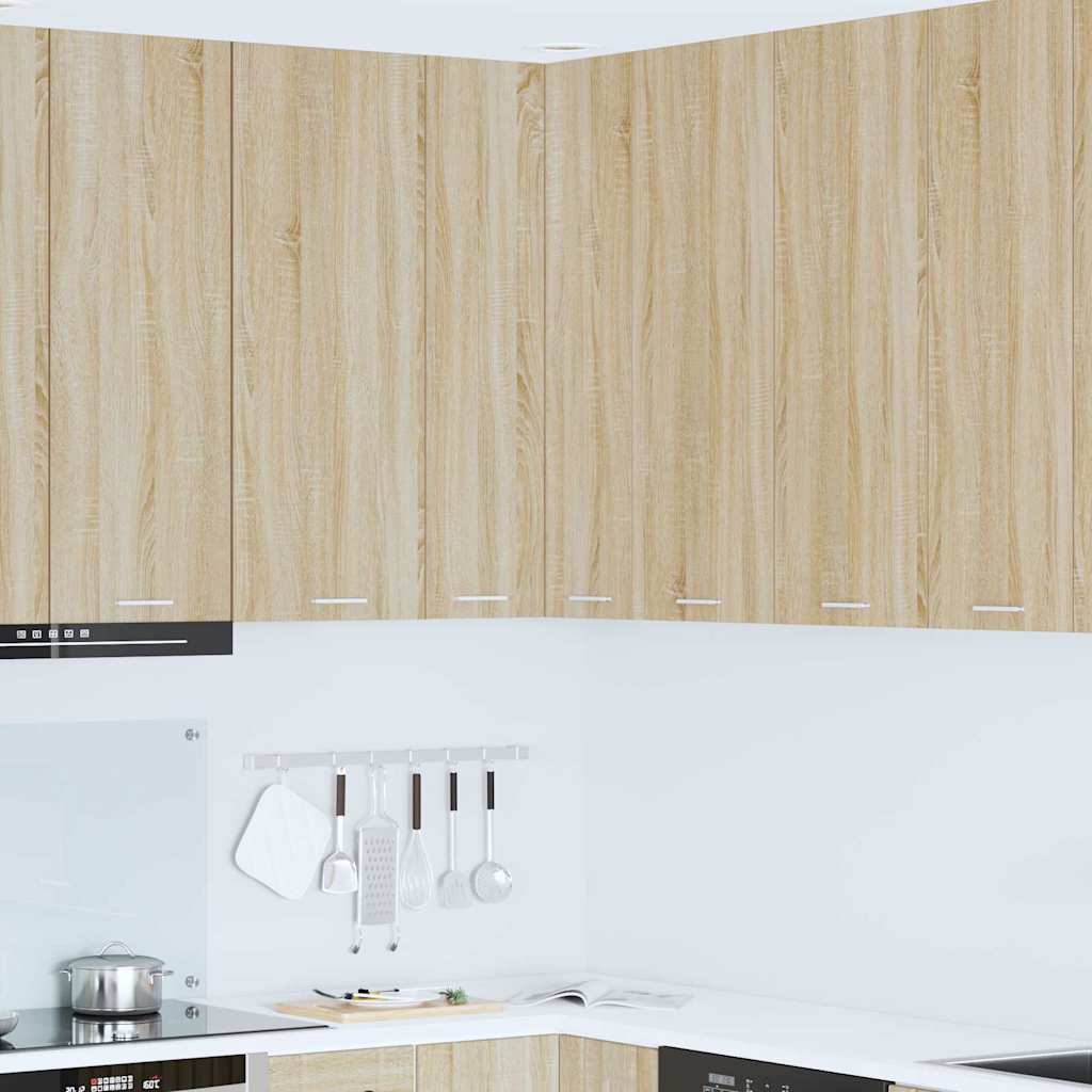 Hanging Cabinet with Door Sonoma Oak and White 57 x 57 x 100 cm