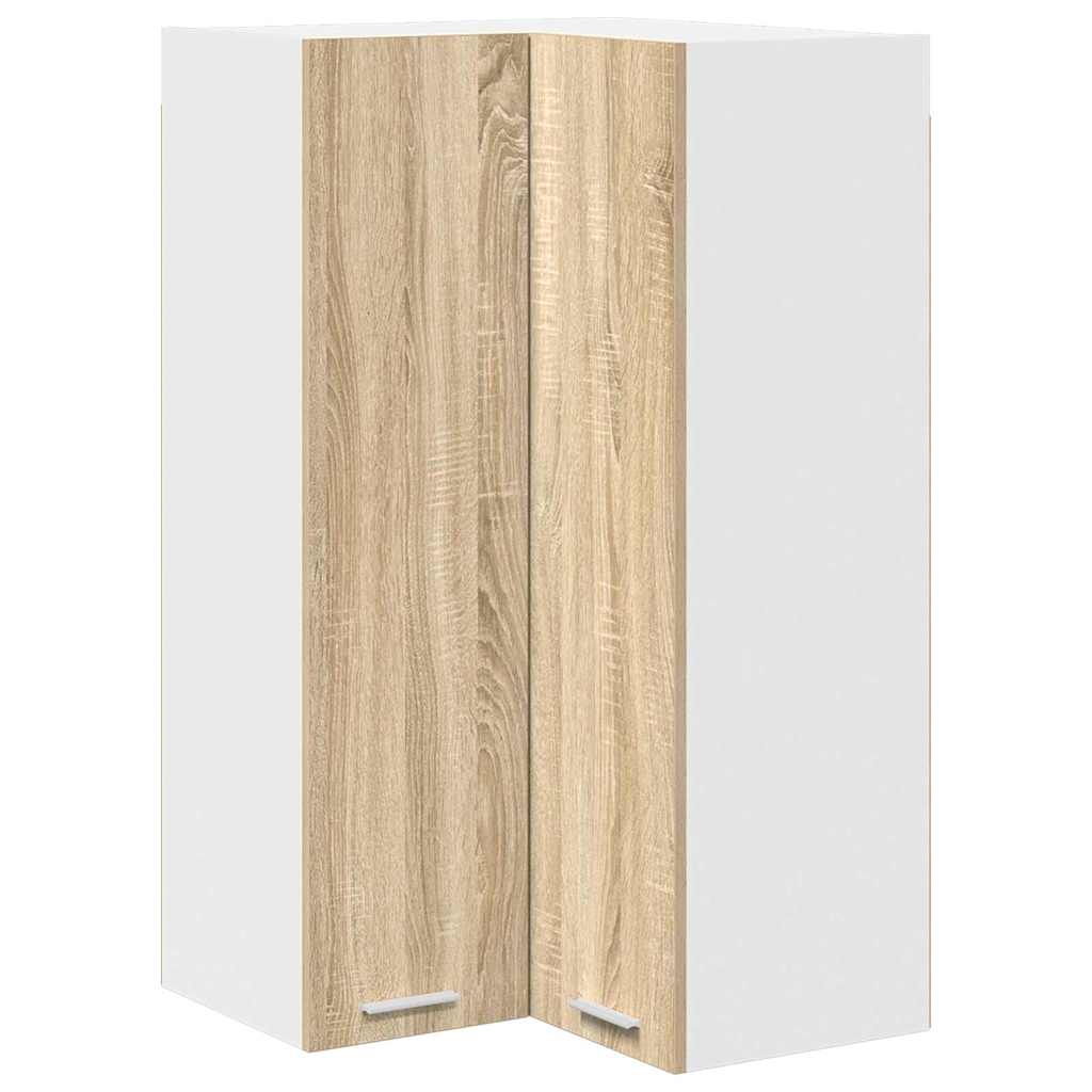 Hanging Cabinet with Door Sonoma Oak and White 57 x 57 x 100 cm