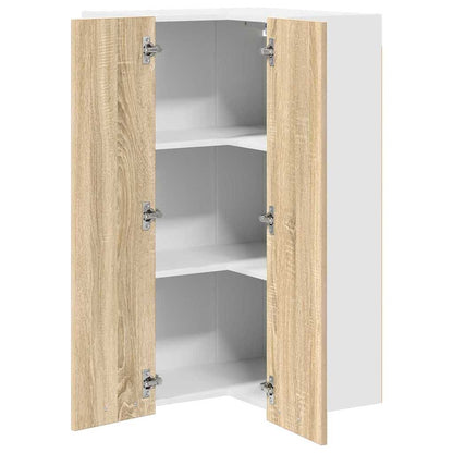 Hanging Cabinet with Door Sonoma Oak and White 57 x 57 x 100 cm