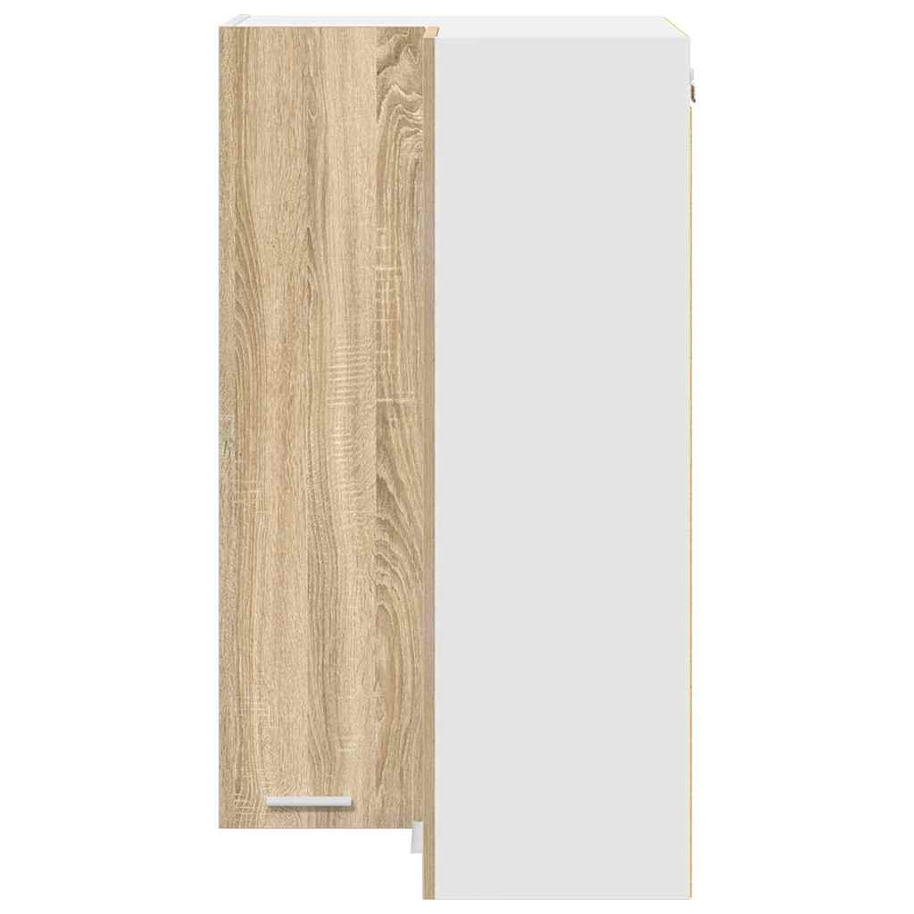 Hanging Cabinet with Door Sonoma Oak and White 57 x 57 x 100 cm