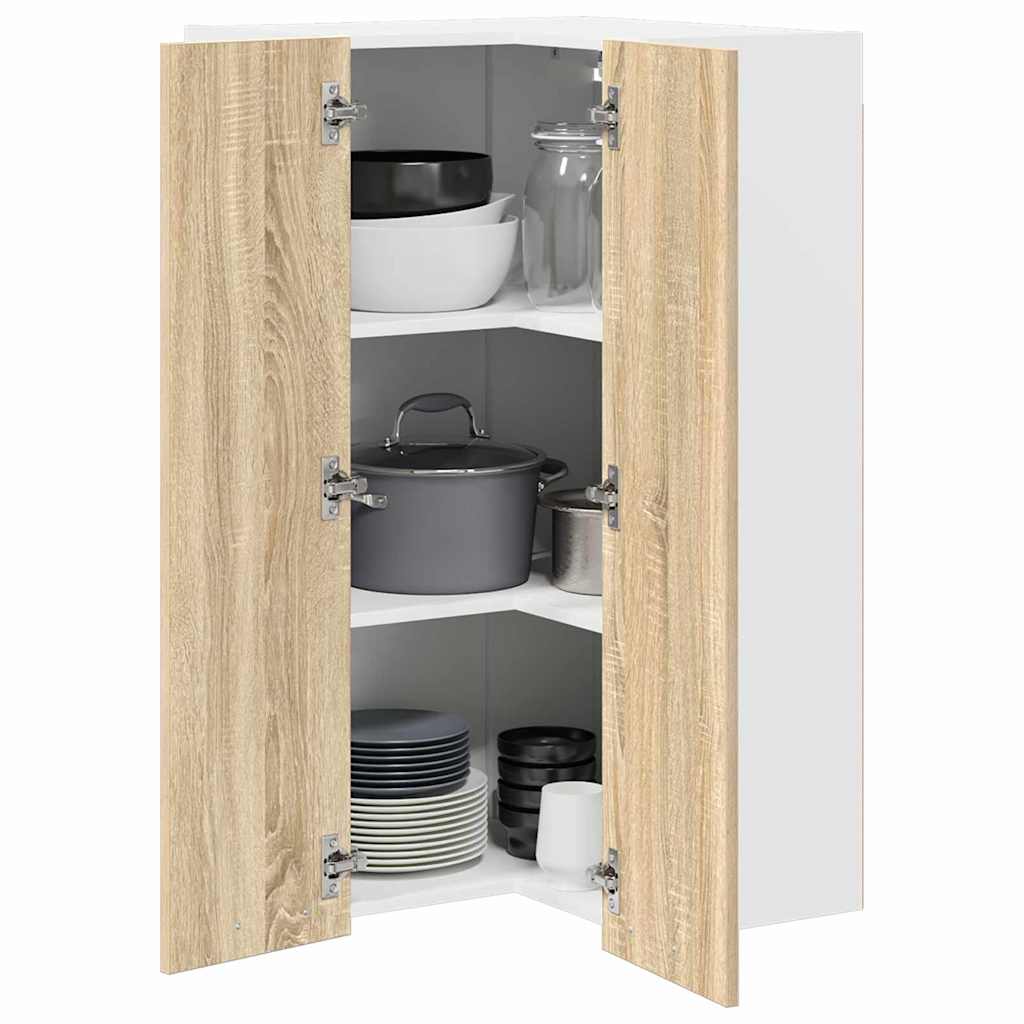 Hanging Cabinet with Door Sonoma Oak and White 57 x 57 x 100 cm