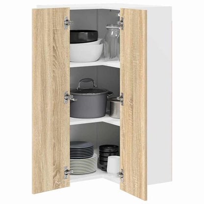 Hanging Cabinet with Door Sonoma Oak and White 57 x 57 x 100 cm