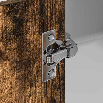 Hanging Cabinet with Door Smoked Oak and White 57 x 57 x 100 cm