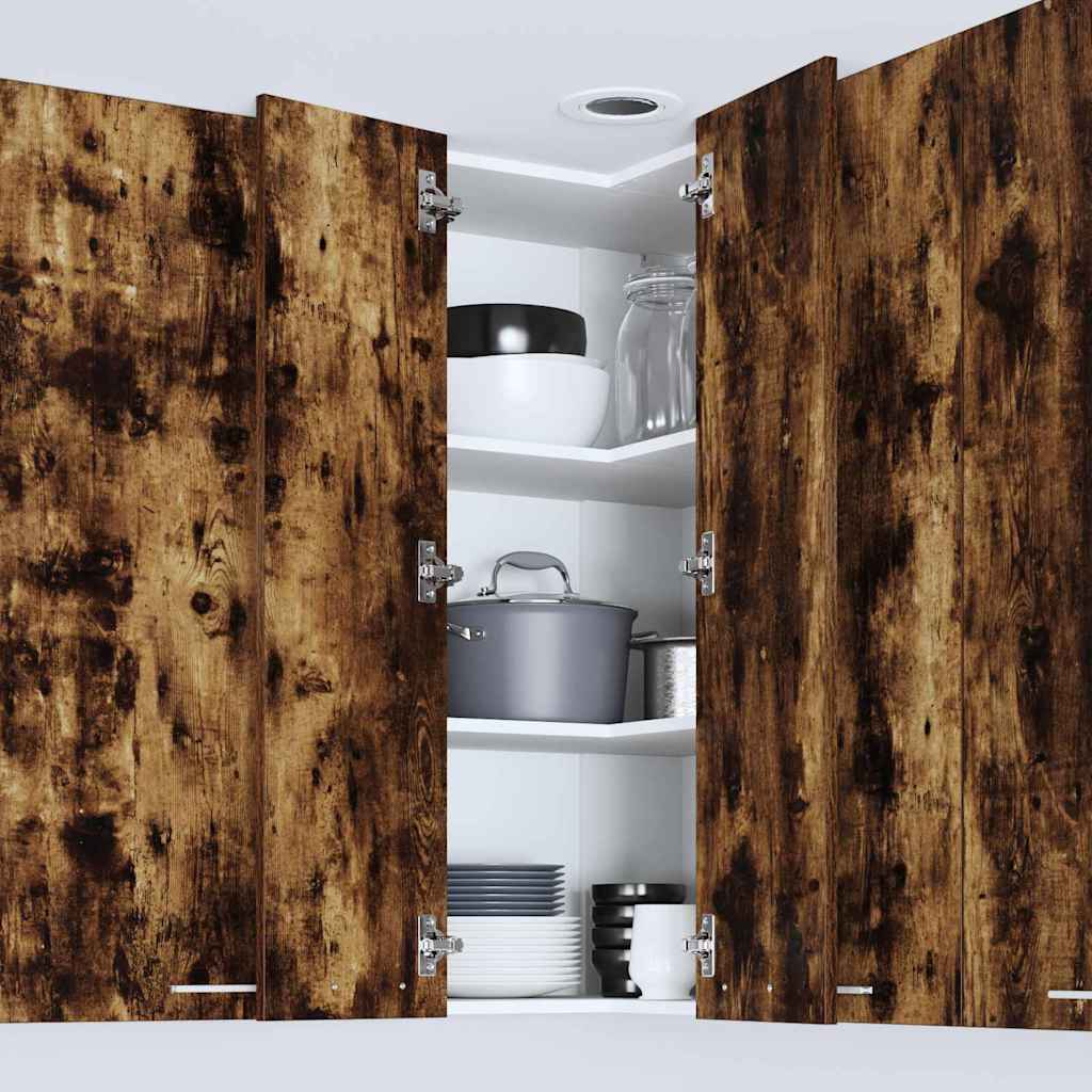 Hanging Cabinet with Door Smoked Oak and White 57 x 57 x 100 cm