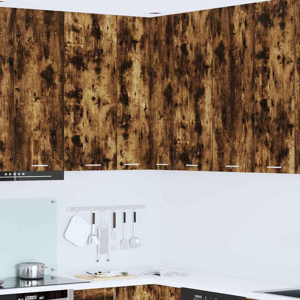 Hanging Cabinet with Door Smoked Oak and White 57 x 57 x 100 cm