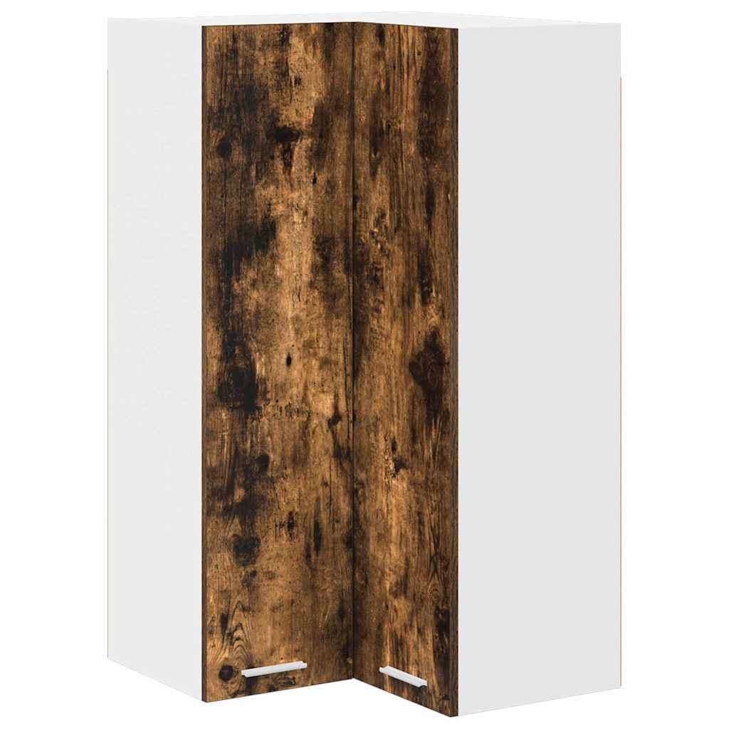 Hanging Cabinet with Door Smoked Oak and White 57 x 57 x 100 cm