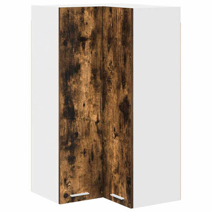 Hanging Cabinet with Door Smoked Oak and White 57 x 57 x 100 cm