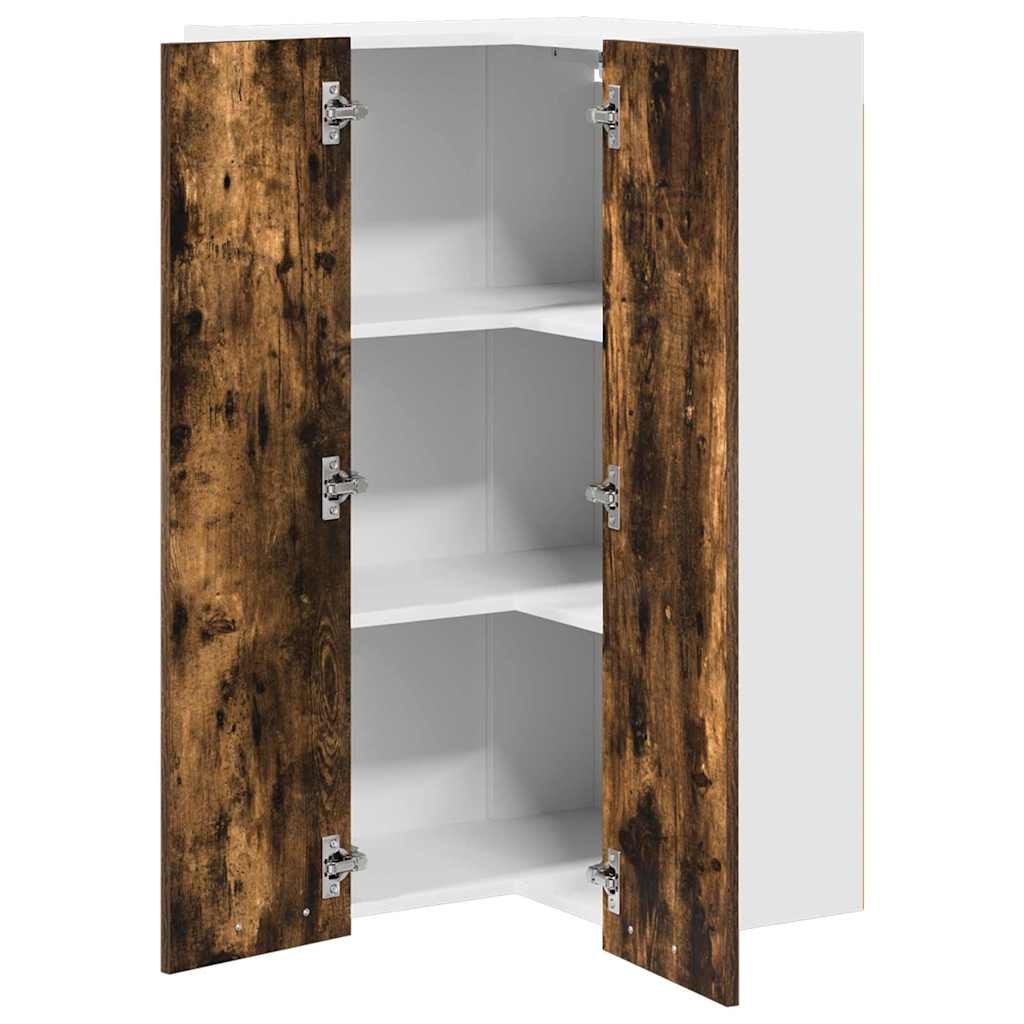 Hanging Cabinet with Door Smoked Oak and White 57 x 57 x 100 cm
