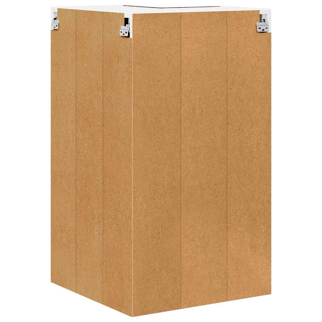 Hanging Cabinet with Door Smoked Oak and White 57 x 57 x 100 cm