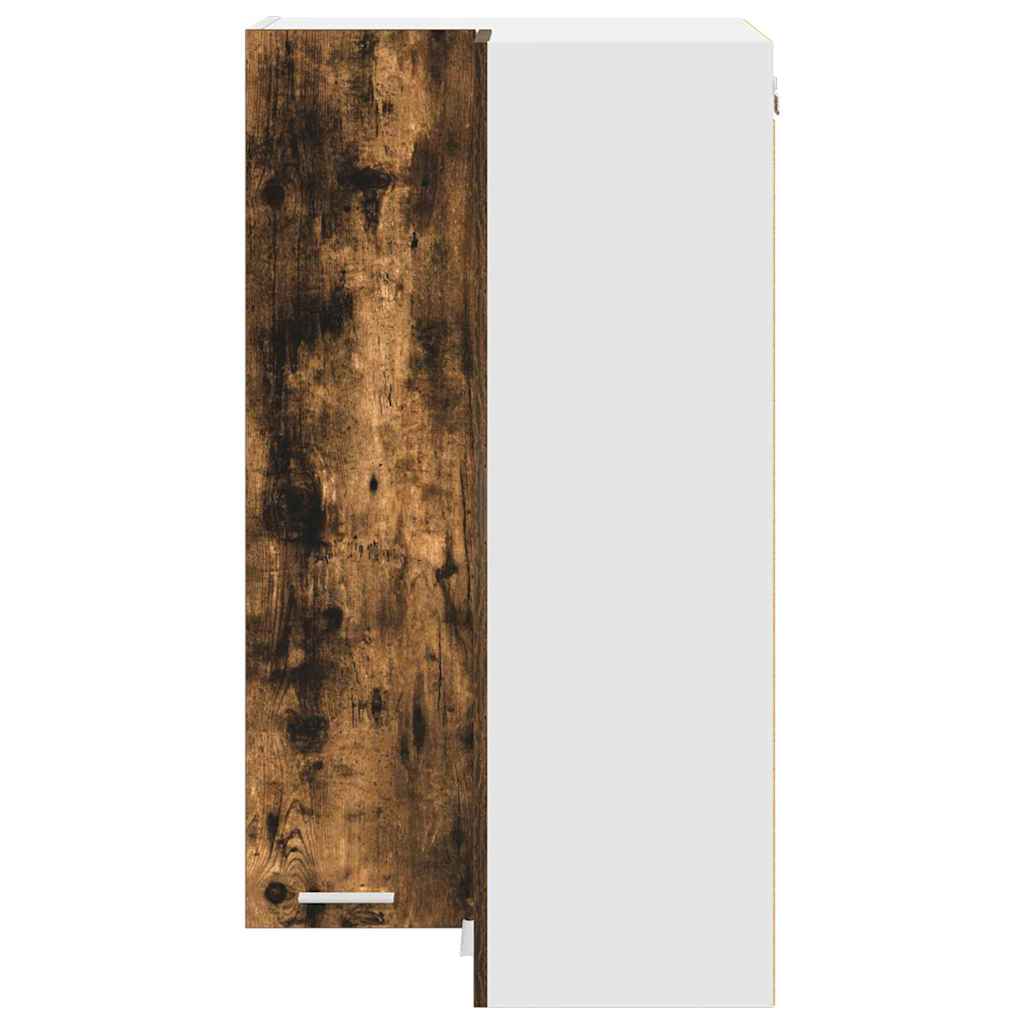 Hanging Cabinet with Door Smoked Oak and White 57 x 57 x 100 cm
