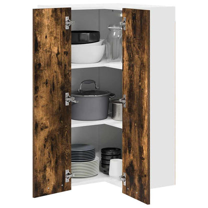 Hanging Cabinet with Door Smoked Oak and White 57 x 57 x 100 cm