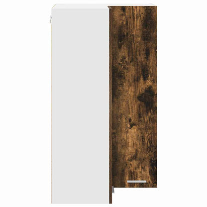 Hanging Cabinet with Door Smoked Oak and White 57 x 57 x 100 cm