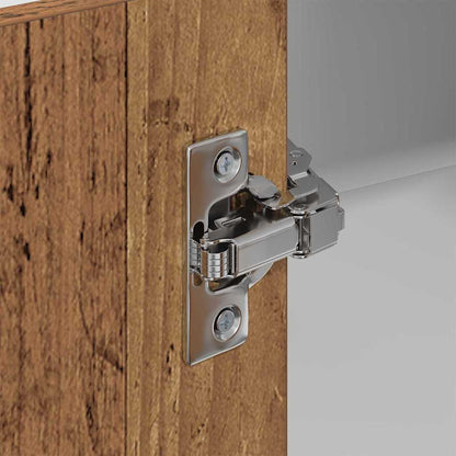 Hanging Cabinet with Door Old Wood and White 57 x 57 x 100 cm