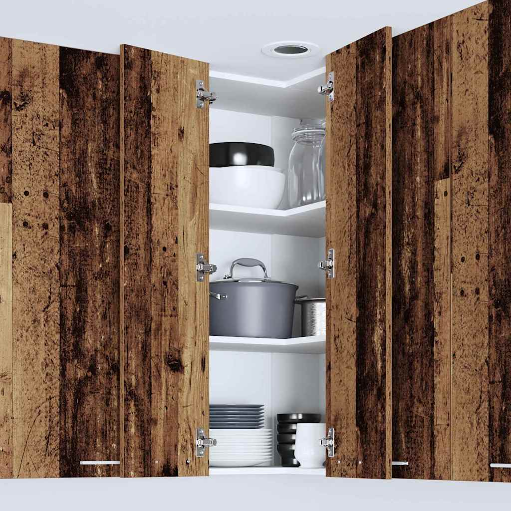 Hanging Cabinet with Door Old Wood and White 57 x 57 x 100 cm