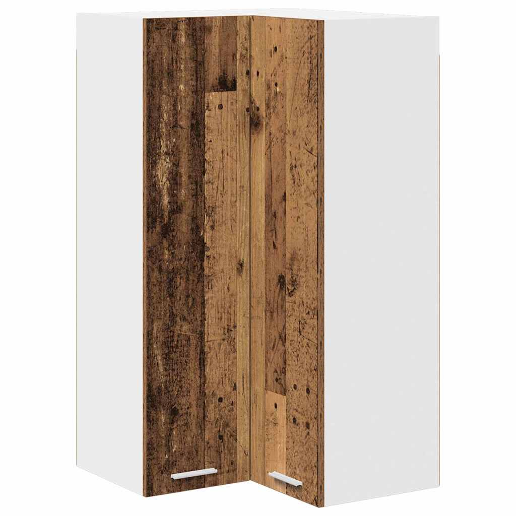 Hanging Cabinet with Door Old Wood and White 57 x 57 x 100 cm