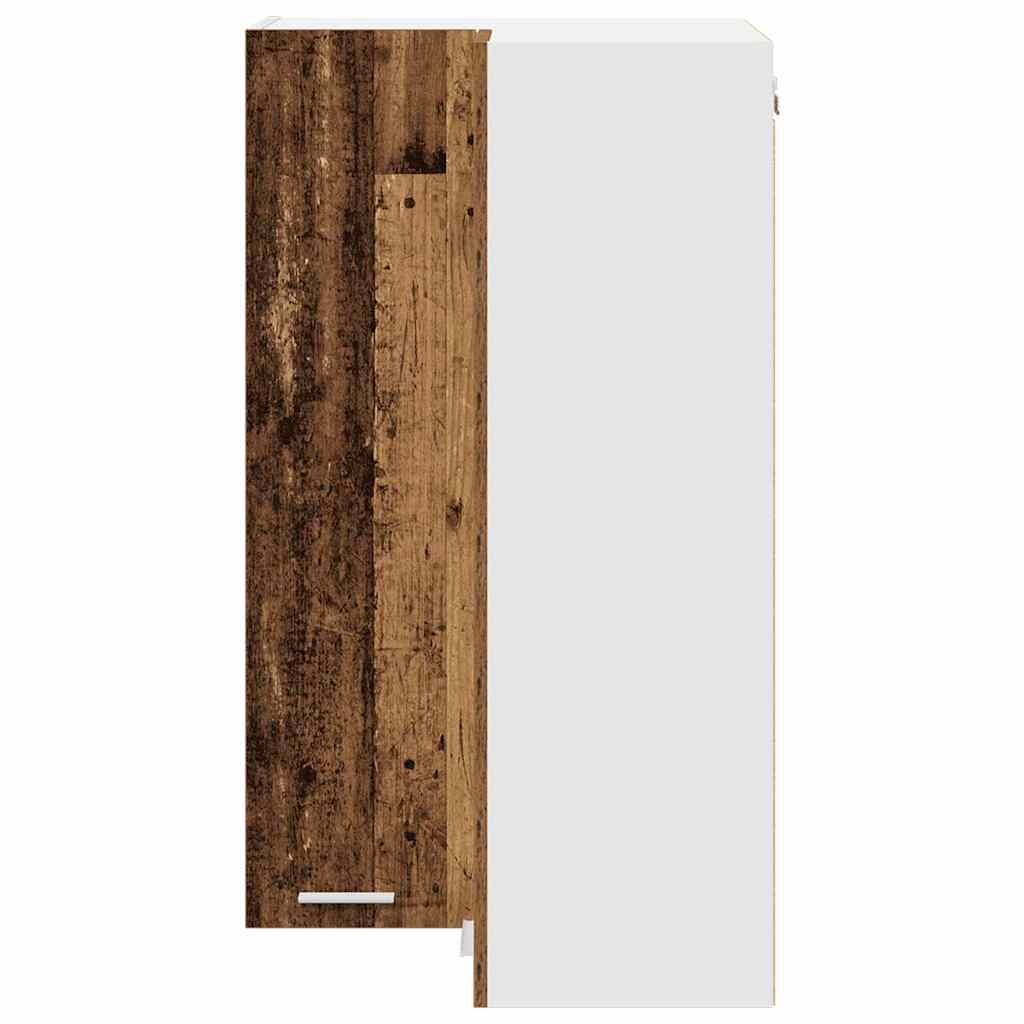 Hanging Cabinet with Door Old Wood and White 57 x 57 x 100 cm