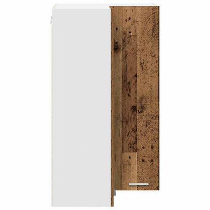 Hanging Cabinet with Door Old Wood and White 57 x 57 x 100 cm