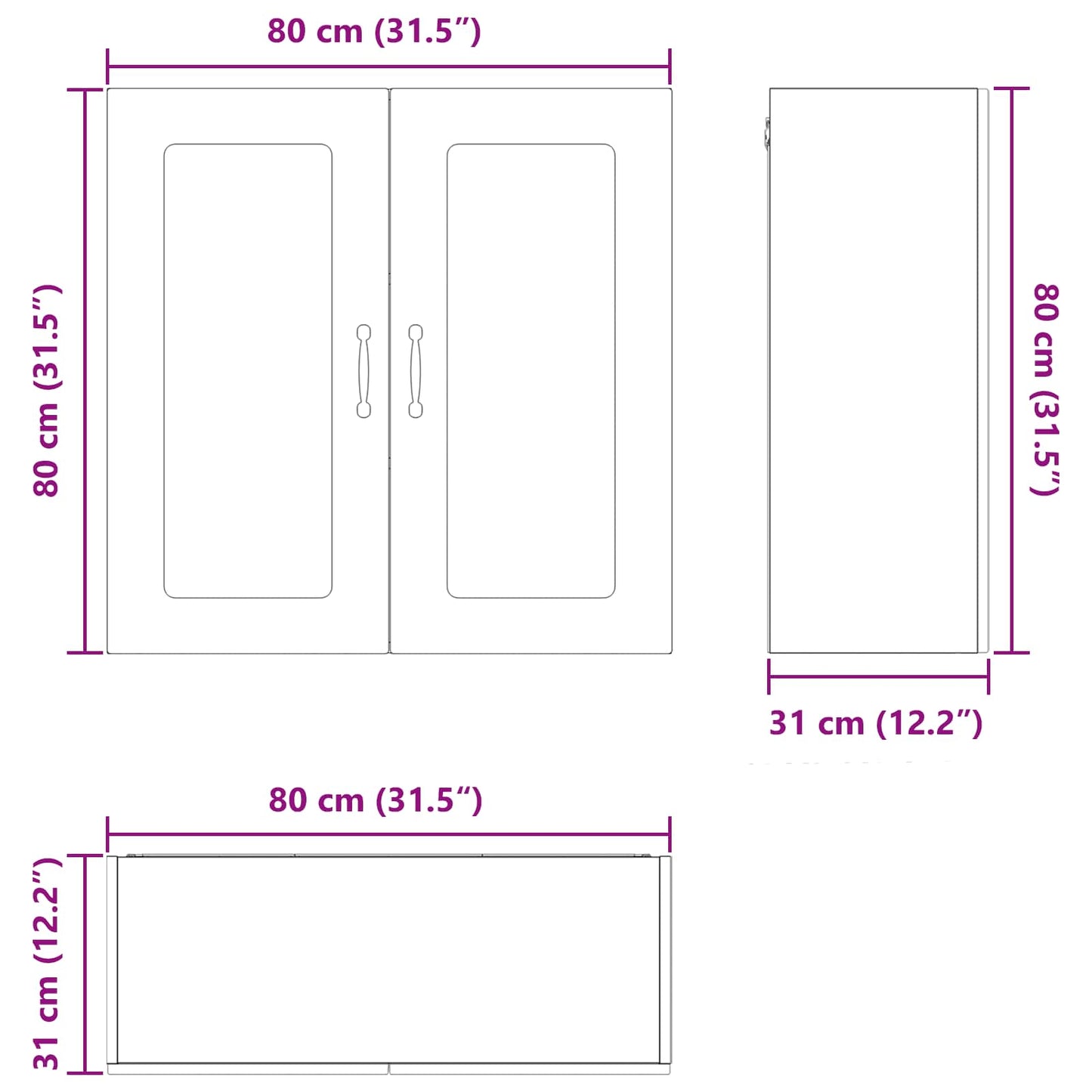 Dishwasher Panel Kalmar High Gloss White 80 x 31 x 80 cm
