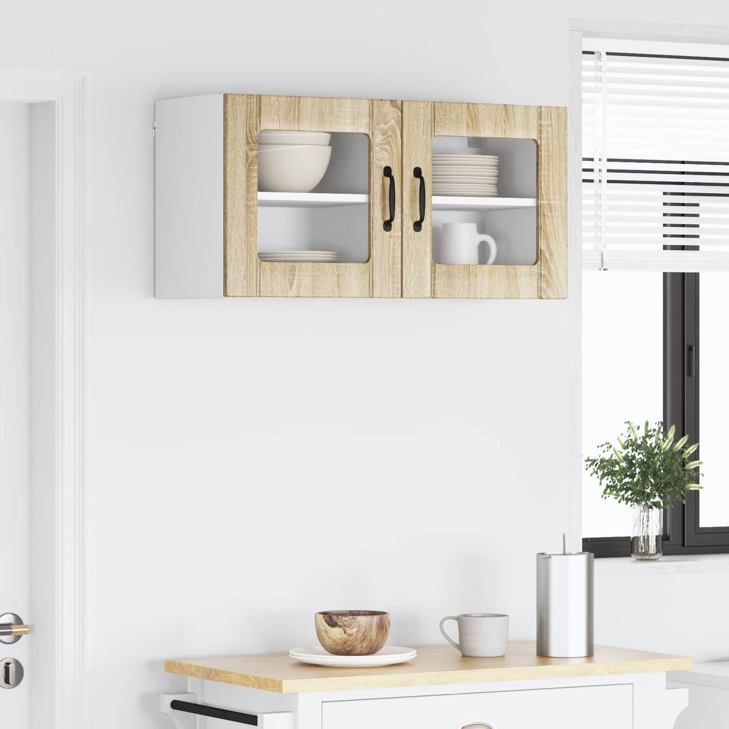 Wall Glass Cabinet LUCCA 2 pcs Sonoma Oak 40 x 31 x 40 cm