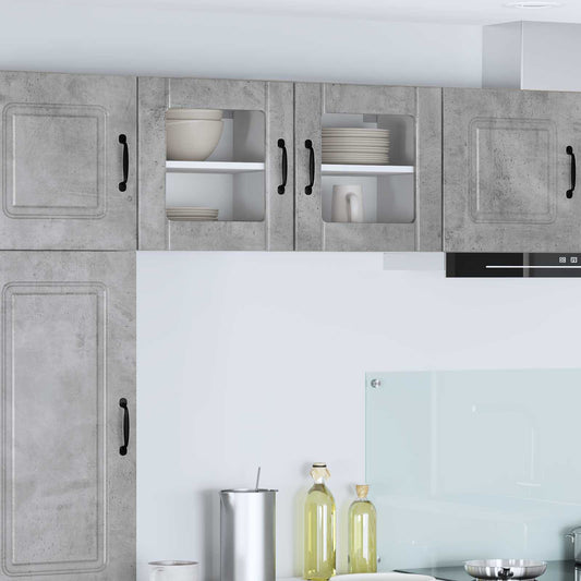 Wall Glass Cabinet LUCCA 2 pcs Concrete Grey Engineered Wood