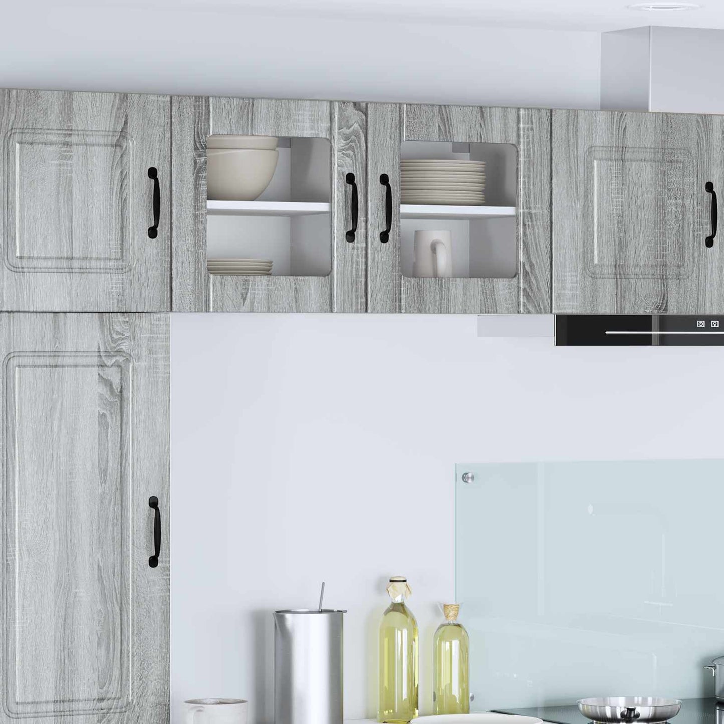 Wall Glass Cabinet LUCCA 2 pcs Grey Sonoma 40 x 31 x 40 cm