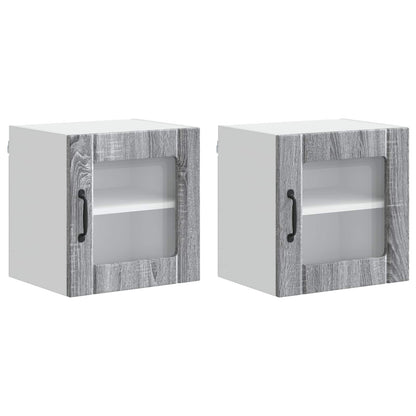 Wall Glass Cabinet LUCCA 2 pcs Grey Sonoma 40 x 31 x 40 cm