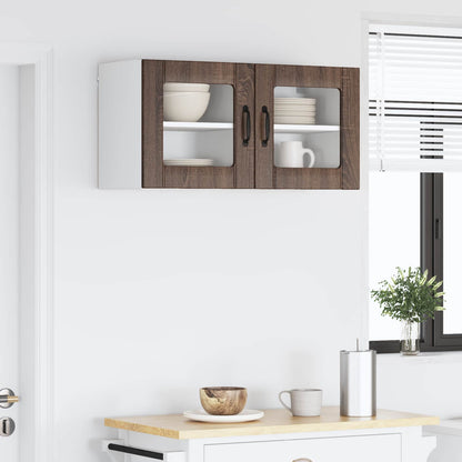 Wall Glass Cabinet LUCCA 2 pcs Brown Oak 40 x 31 x 40 cm