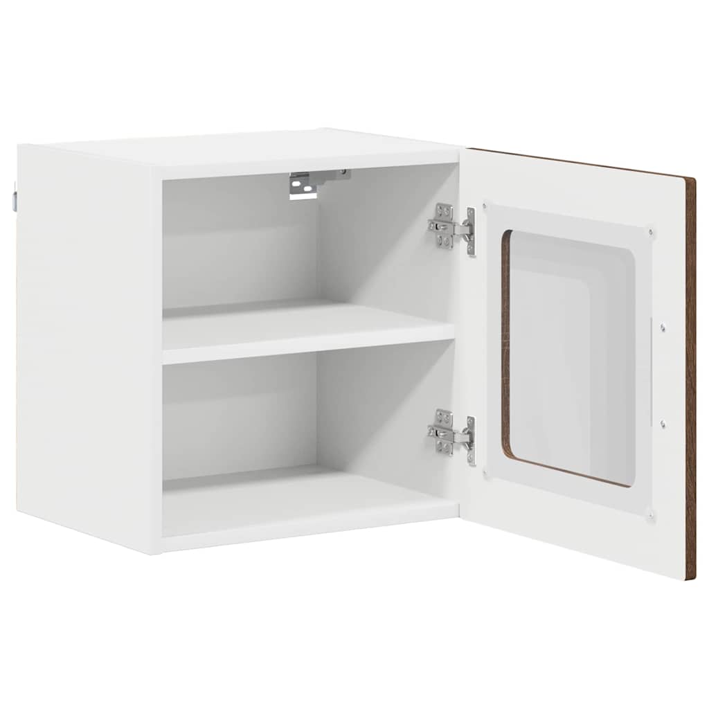 Wall Glass Cabinet LUCCA 2 pcs Brown Oak 40 x 31 x 40 cm