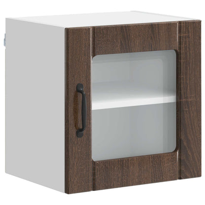 Wall Glass Cabinet LUCCA 2 pcs Brown Oak 40 x 31 x 40 cm