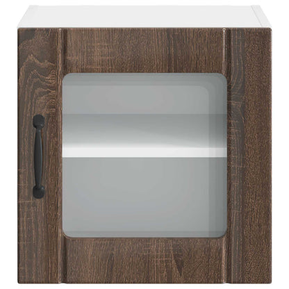 Wall Glass Cabinet LUCCA 2 pcs Brown Oak 40 x 31 x 40 cm