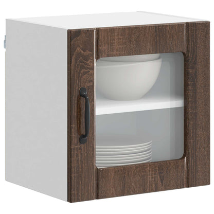 Wall Glass Cabinet LUCCA 2 pcs Brown Oak 40 x 31 x 40 cm