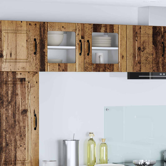 Wall Glass Cabinet LUCCA 2 pcs Old Wood Engineered Wood