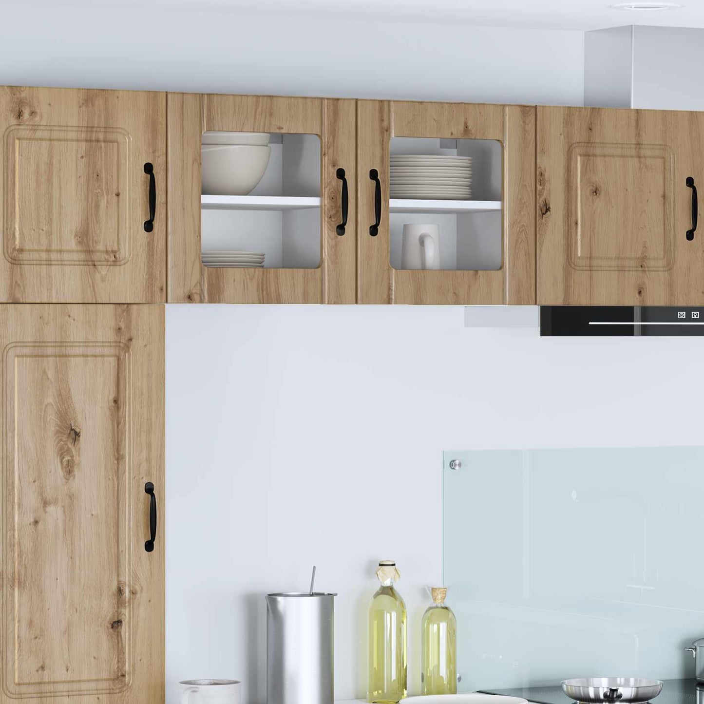 Wall Glass Cabinet LUCCA 2 pcs Artisan Oak 40 x 31 x 40 cm