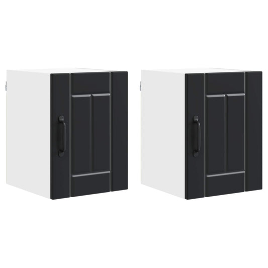 Wall Cabinet LUCCA 2 pcs Black Engineered Wood