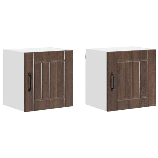 Wall Cabinet LUCCA 2 pcs Brown Oak Engineered Wood
