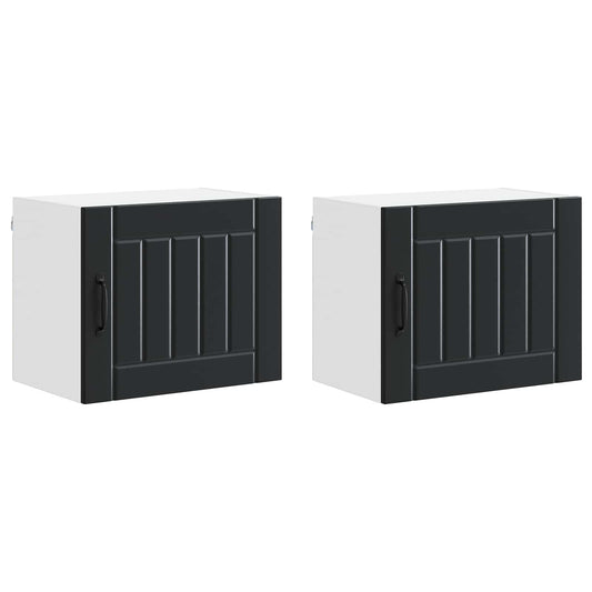 Wall Cabinet LUCCA 2 pcs Black Engineered Wood
