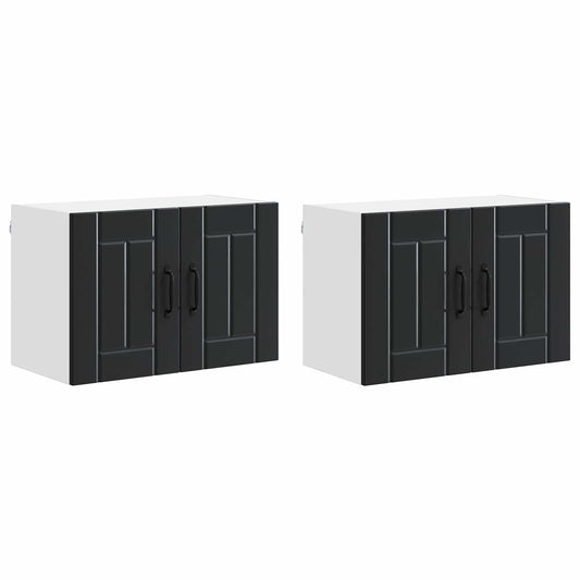 Wall Cabinet LUCCA 2 pcs Black Engineered Wood