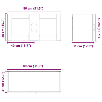 Wall Glass Cabinet LUCCA White 80 x 31 x 40 cm Engineered Wood