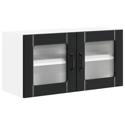 Wall Glass Cabinet LUCCA Black 80 x 31 x 40 cm Engineered Wood