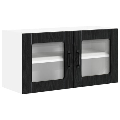 Wall Glass Cabinet LUCCA Black Oak 80 x 31 x 40 cm