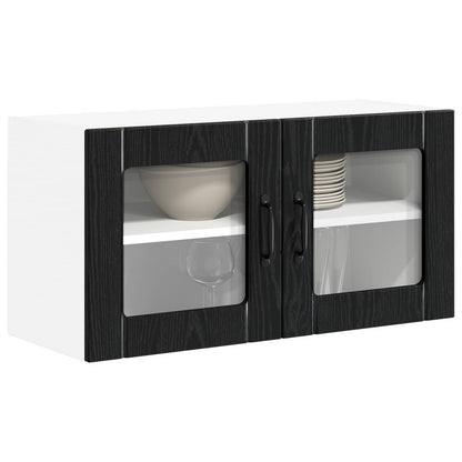 Wall Glass Cabinet LUCCA Black Oak 80 x 31 x 40 cm