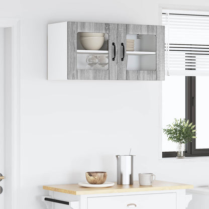 Wall Glass Cabinet LUCCA Grey Sonoma 80 x 31 x 40 cm