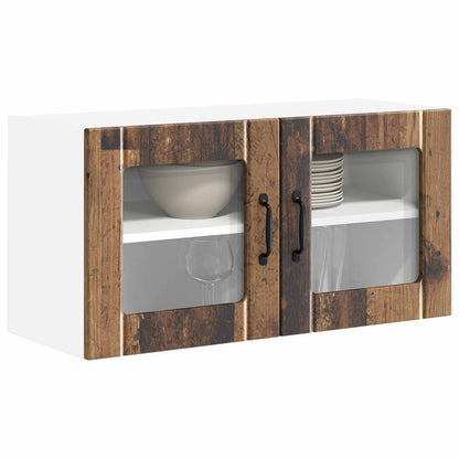 Wall Glass Cabinet LUCCA Old Wood 80 x 31 x 40 cm