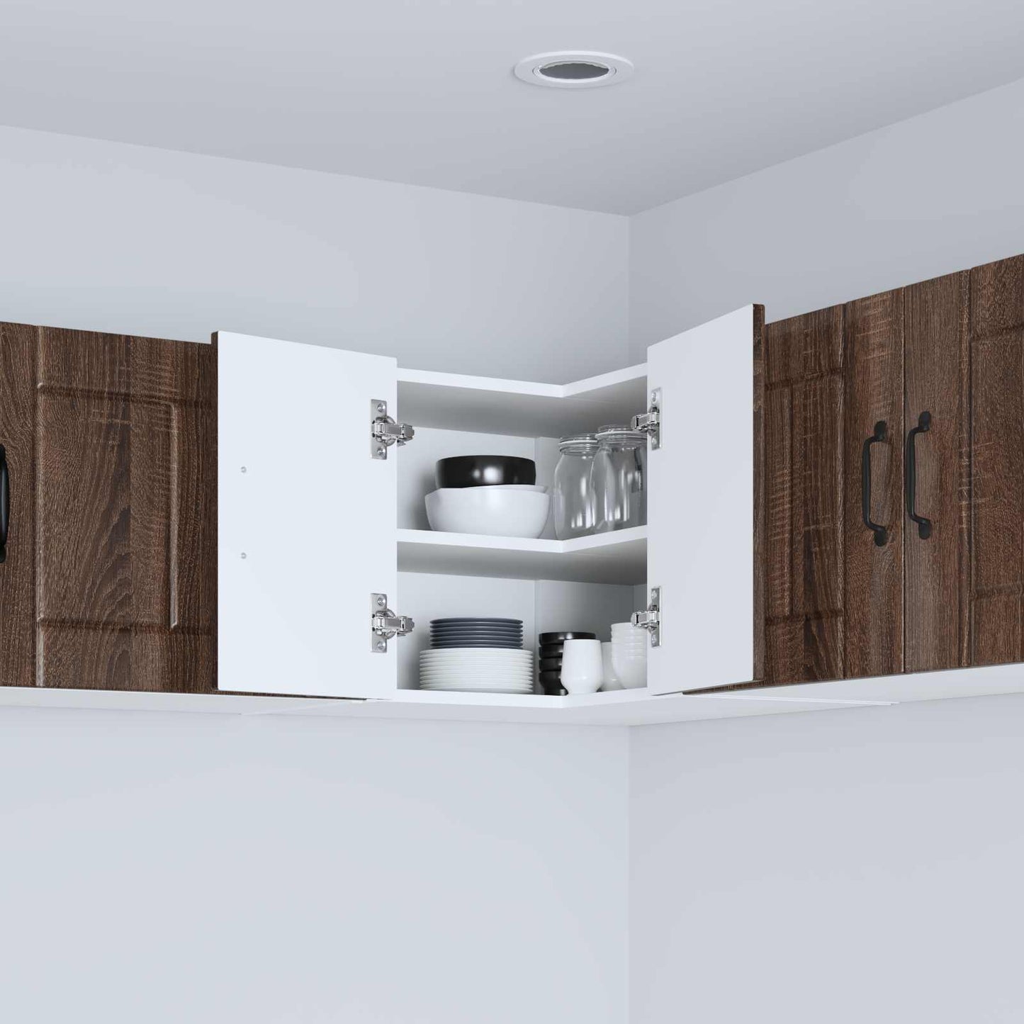 Wall Corner Cabinet LUCCA Brown Oak 57 x 57 x 40 cm