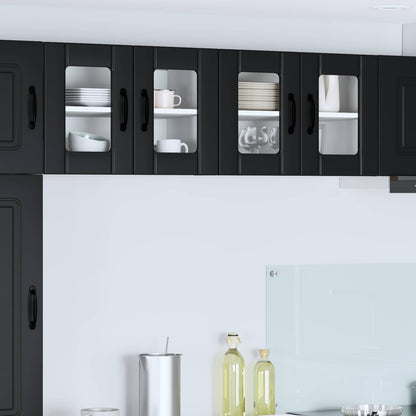 Wall Glass Cabinet LUCCA 2 pcs Black 60 x 31 x 40 cm
