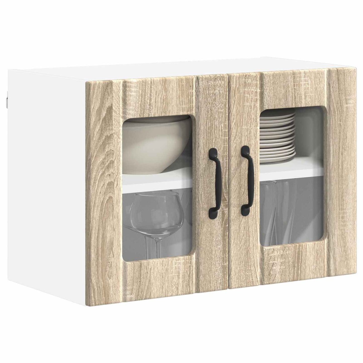 Wall Glass Cabinet LUCCA 2 pcs Sonoma Oak 60 x 31 x 40 cm