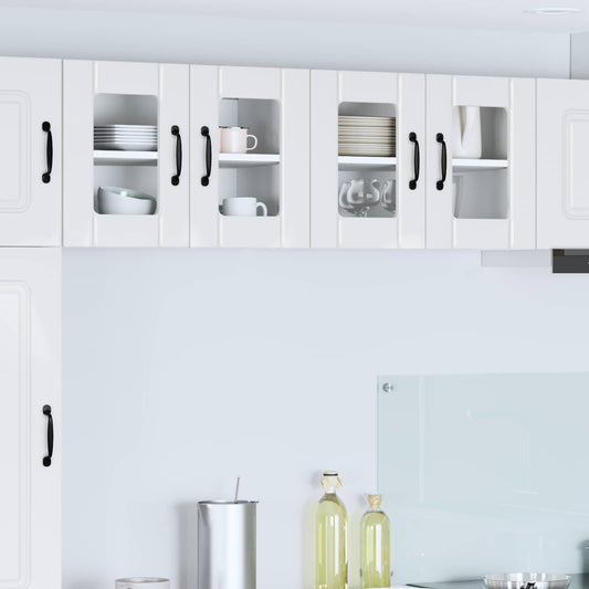 Wall Glass Cabinet LUCCA 2 pcs High Gloss White Engineered Wood