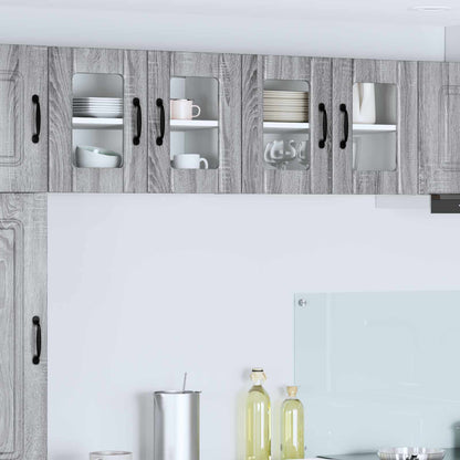 Wall Glass Cabinet LUCCA 2 pcs Grey Sonoma 60 x 31 x 40 cm