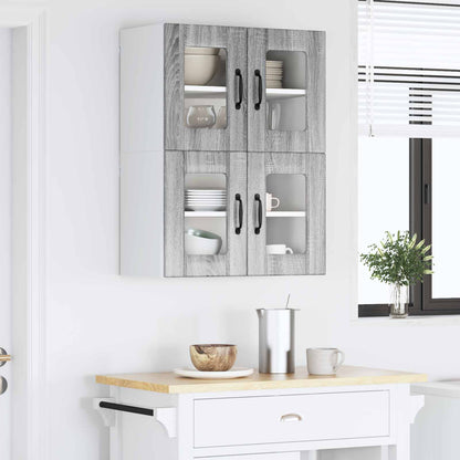 Wall Glass Cabinet LUCCA 2 pcs Grey Sonoma 60 x 31 x 40 cm