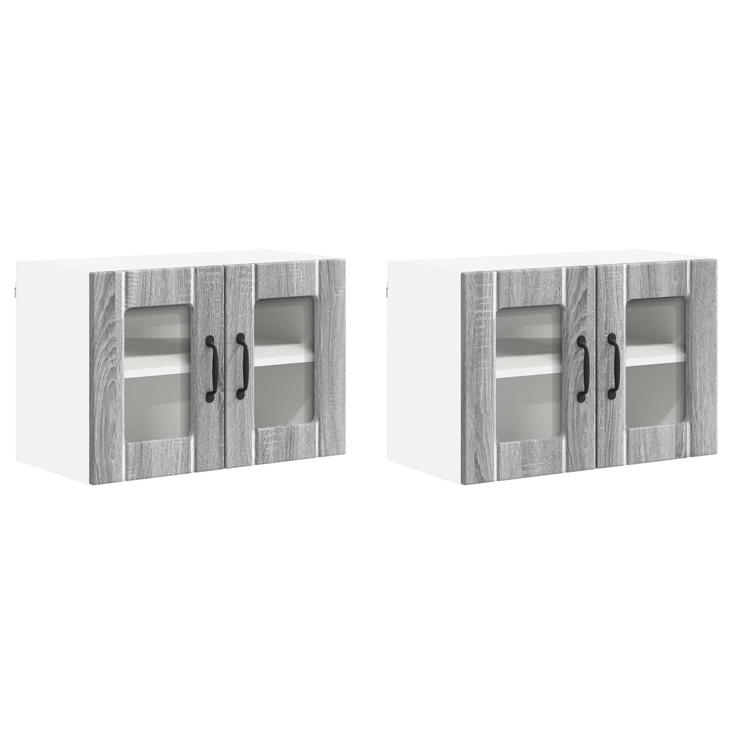 Wall Glass Cabinet LUCCA 2 pcs Grey Sonoma 60 x 31 x 40 cm